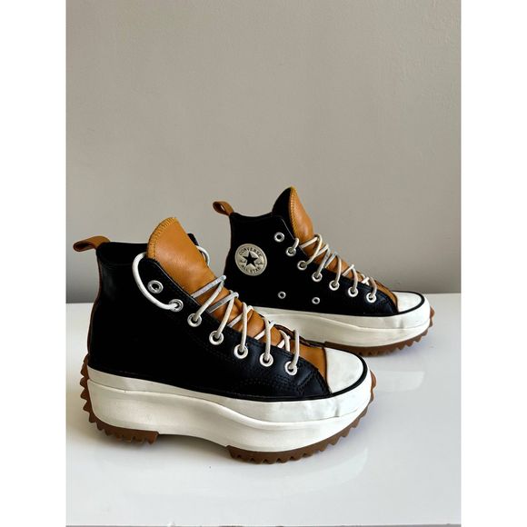 Converse Run Star Hike Hi Platform Black Saffron Leather Size 6 - Picture 3 of 5